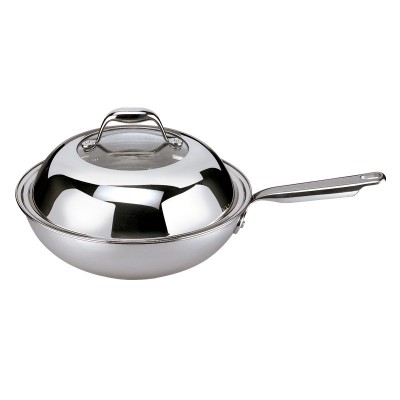 Deep wok with Non-stick stainless steel wok frying pan