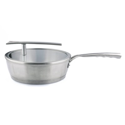 good quality fry pan single handle stainless steel frying pan with glass lid